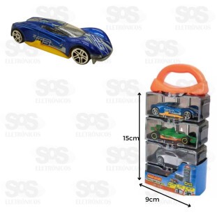 Kit Carrinhos de Metal 4 Unidades  Com Estojo Toy King TK8313