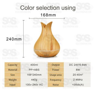 Difusor Umidificador De Ar Com LED Colorido 400ml B-Max BM088