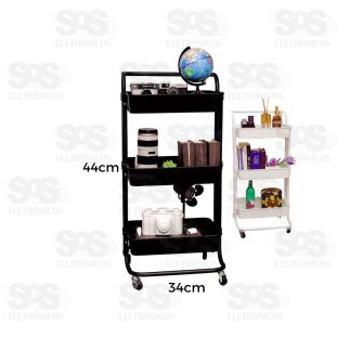 Carrinho Multiuso 3 Andares e Rodizio B-Max BM-F1120