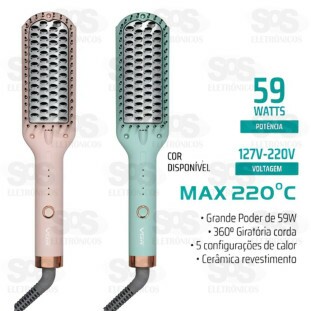 Escova Alisadora Com Painel Bivolt Voyager V-592