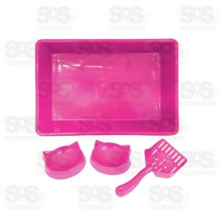kit Bandeja Com Pá e 2 Comedouro Rosa Pet Toys 1951