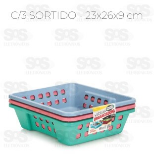 Kit Caixa Organizadora 23x26x10cm 3 Unidades Cores Variadas 340