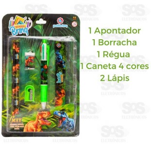 Kit Escolar Com Caneta 4 Cores Polibrinq SCB51