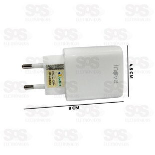 Carregador 2 USB 4.8A Com Cabo Type C Inova CAR-3156C