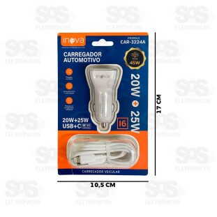 Carregador Veicular 45W Cabo De Iphone Inova CAR-3224A