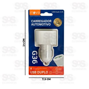 Carregador Veicular 3.4A Com 2 USB Inova G36