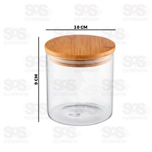 Pote Acrílico Redondo Com Tampa De Bambu 450ML TOP1057