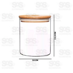 Pote De Vidro Redondo Com Tampa De Bambu 700ML CRS-2401