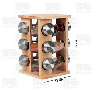 Porta Temperos Giratório 12 Frascos Bambu Caerus CRS-2310