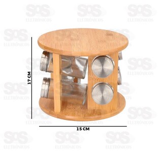 Porta Temperos Giratório 6 Frascos Bambu Caerus CRS-2307