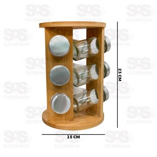 Porta Temperos Giratório 9 Frascos Bambu Caerus CRS-2309