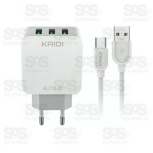 Carregador 3 USB 3.1A Com Cabo Type C Kaidi KD-606C