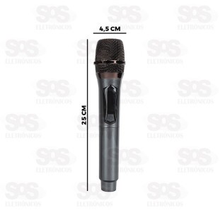 Kit 2 Microfone Sem Fio Dinâmico Com Painel Eletromex EL-5005