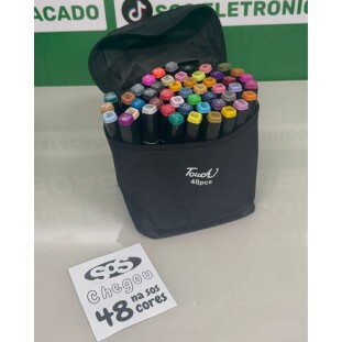 Kit 48 Caneta Marcador Ponta Dupla Cores Sortidas