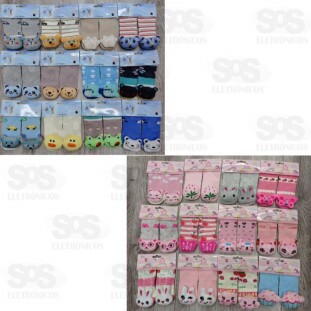 Kit 12 Pares Meia Bebê Com Sininho e Pompom Sortidas