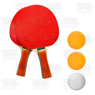 Kit Ping Pong 2 Raquetes e 3 Bolinhas TOP1915