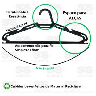 Jogo De Cabides 10 Peças Pretos 1317