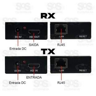 Extensor HDMI Conversor RJ45 Cat5e/6 Exbom CCEX-HD2RJ45L60
