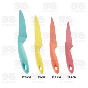 Jogo de Facas Coloridas Aço Inox Top Útil TOP1769