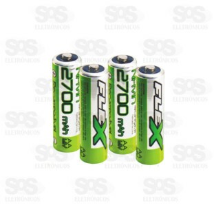 Pilhas AA 1.2V Recarregável 2700mAh 4 Unidades Flex FX-AA27B4