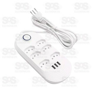 Extensão 6 Tomadas Com 3 USB B-Max BM-8698