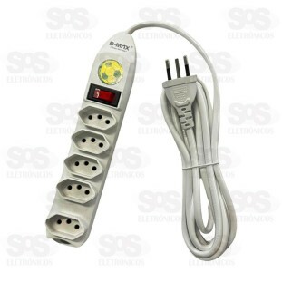 Extensão 5 Tomadas Cabo 2 Metros B-Max BM-8686