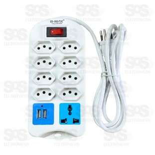 Extensão 8 Tomadas Com USB Cabo 5 Metros B-Max BM-8688