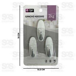 Ganchos Multiuso Adesivo 3 Unidades Top Útil TOP2002
