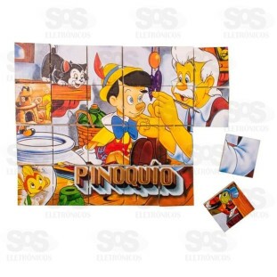 Quebra-Cabeça Pinóquio 24 Peças e Estojo em Madeira IOB 101