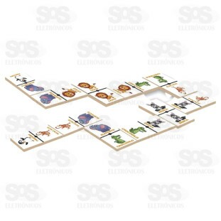 Dominó Animais 28 Peças de Madeira IOB 65