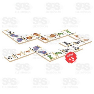 Dominó Animais 28 Peças de Madeira IOB 55