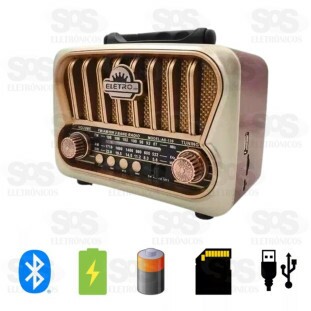Rádio Retrô Com Lanterna 3 Bandas e Bluetooth Eletromex EL-1311
