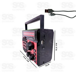 Rádio Retrô Bluetooth FM Com Lanterna 3 Bandas Altomex AD-231