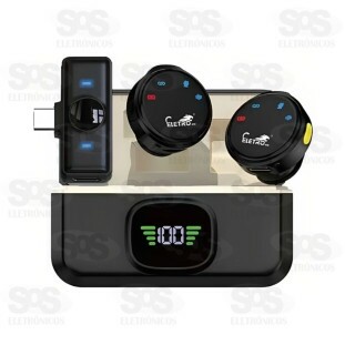 Microfone De Lapela Duplo Sem Fio Type C Eletromex EL-1850