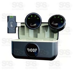 Microfone De Lapela Duplo Sem Fio Type C Eletromex EL-1837