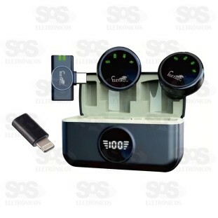 Microfone De Lapela Sem Fio Type C Com Adaptador Lightning EL-1847