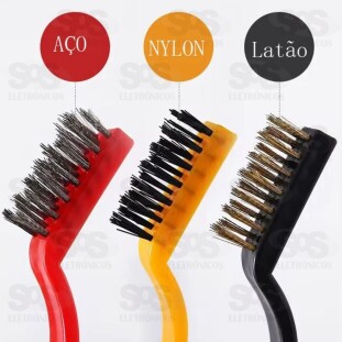 Kit 3 Escovas De Limpeza Aço/Nylon/Latão Onyx 5187