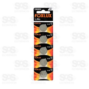Bateria Moeda 2032 3V Cartela Com 5 Unidades Foxlux 95.10