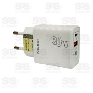 Carregador Rápido USB+PD Com Cabo Iphone Kdpan KN-670CL