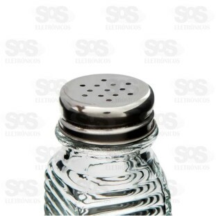 Saleiro de Vidro Tampa em Alumínio Top Útil TOP2177