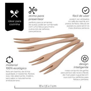 Jogo de Garfos Para Petisco 4 unidades Top Útil 2172