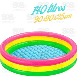 Piscina Infantil Inflável 3 Aneis 140 Litros Caerus CRS-2185