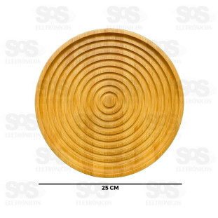 Bandeja Redonda 25cm Bambu Multiuso Top Útil TOP2262