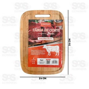 Tábua De Bambu Para Corte 34x24CM Caerus CRS-2290