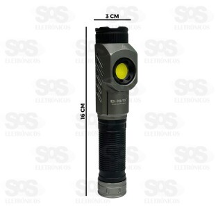 Lanterna LED+COB Rotação 90° Recarregável B-Max BM-8554