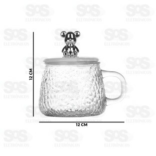 Caneca de Vidro Com Tampa e Colher 7077