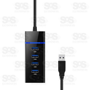 Hub 4 Portas USB 3.0 Com LED B-Max BM-8621