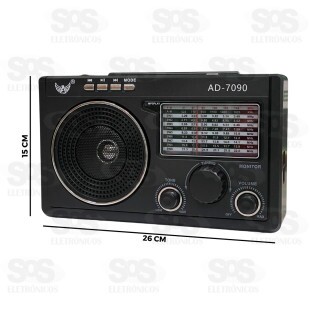 Rádio Retrô 12 Bandas Com Lanterna Altomex AD-7090