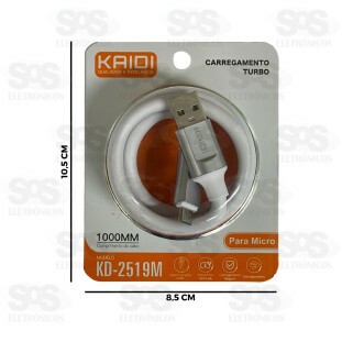 Cabo Turbo 3.4A USB Para Micro V8 1 Metro Kaidi KD-2519M