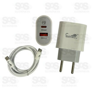 Carregador Turbo 40W Com Cabo Type C Eletromex EL-4016-CC